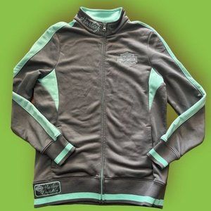 Harley Davidson Womens Gray & Green Zip Up Jacket Speedway Concord, NC size M